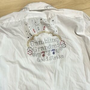 Gold Strike Casino Resort Gambling Grandma White Embellished White Button Shirt